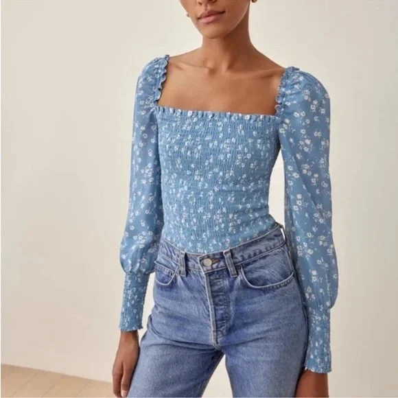 Reformation Pinto Top in Lassen Blue Size Medium - Picture 3 of 7